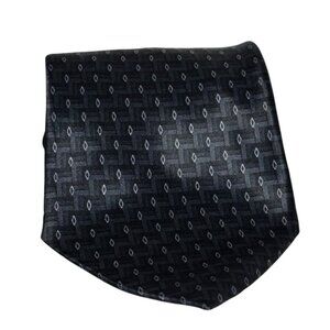 Mens Silk Tie Black Gray Geometric Diamond Luxury Preppy by Zylos George Machado